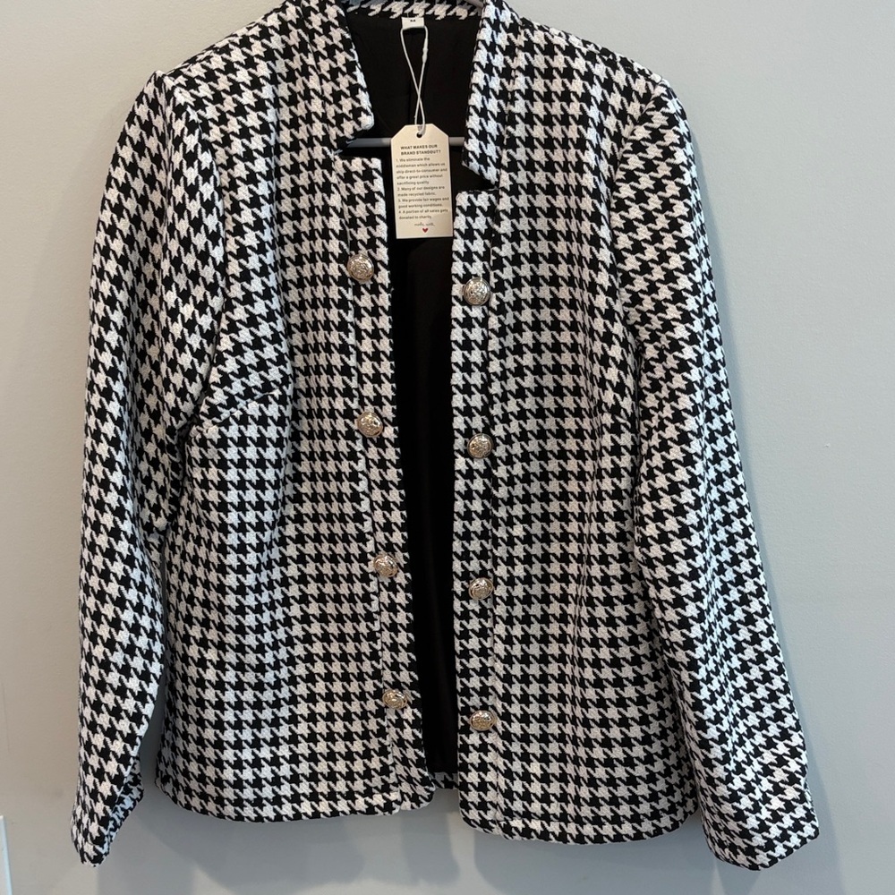 Houndstooth Black and White Women's Jacket